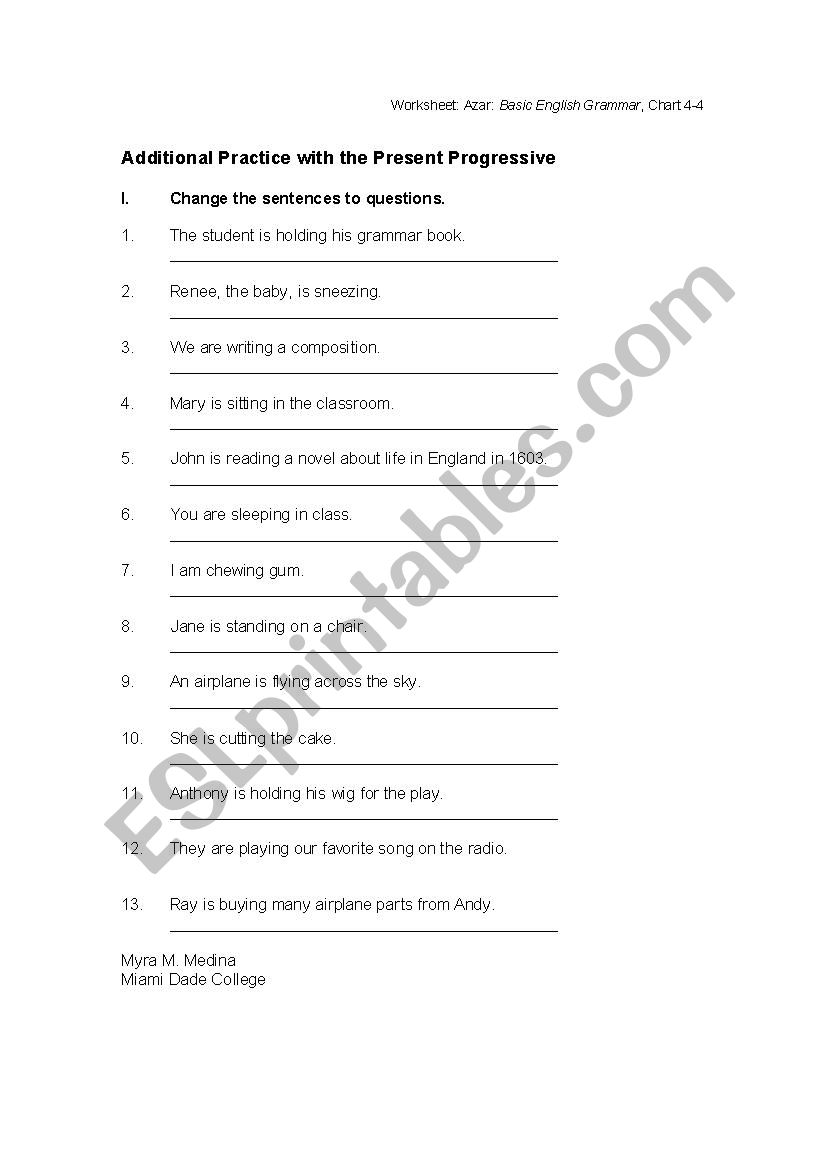 interrogative form worksheet