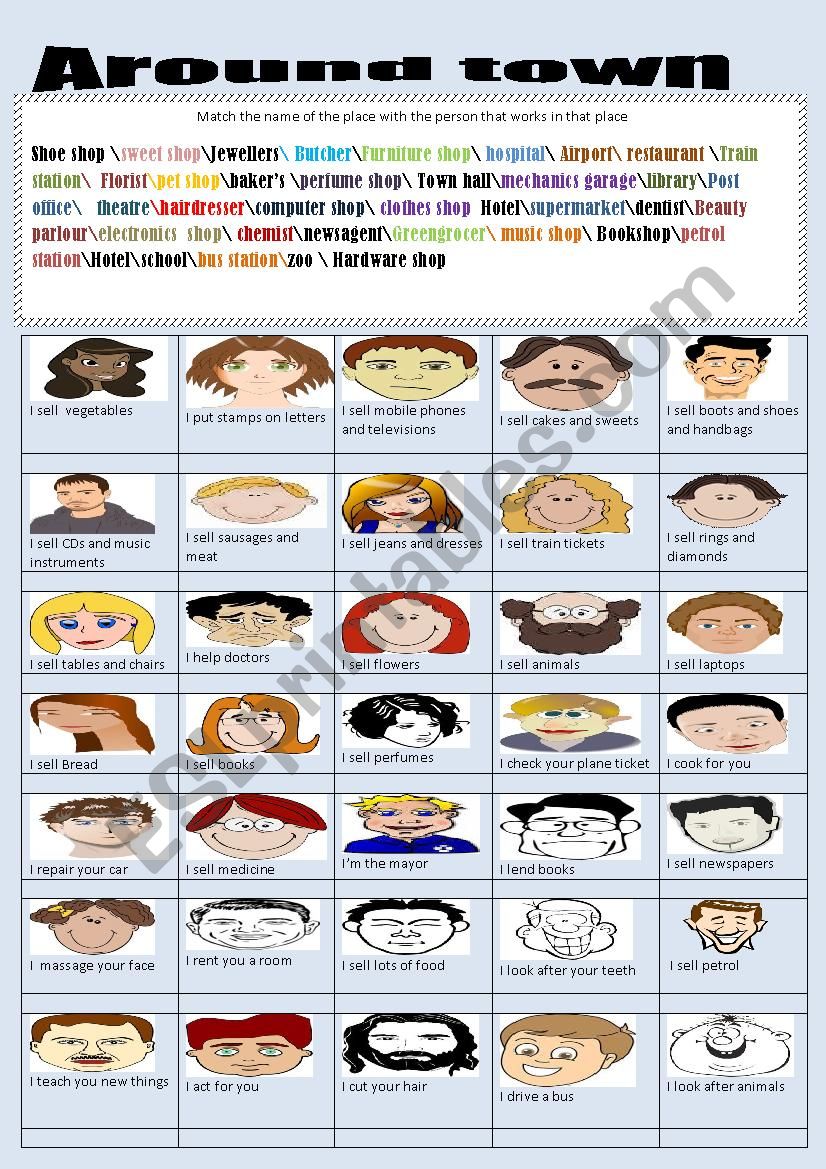  Around town worksheet