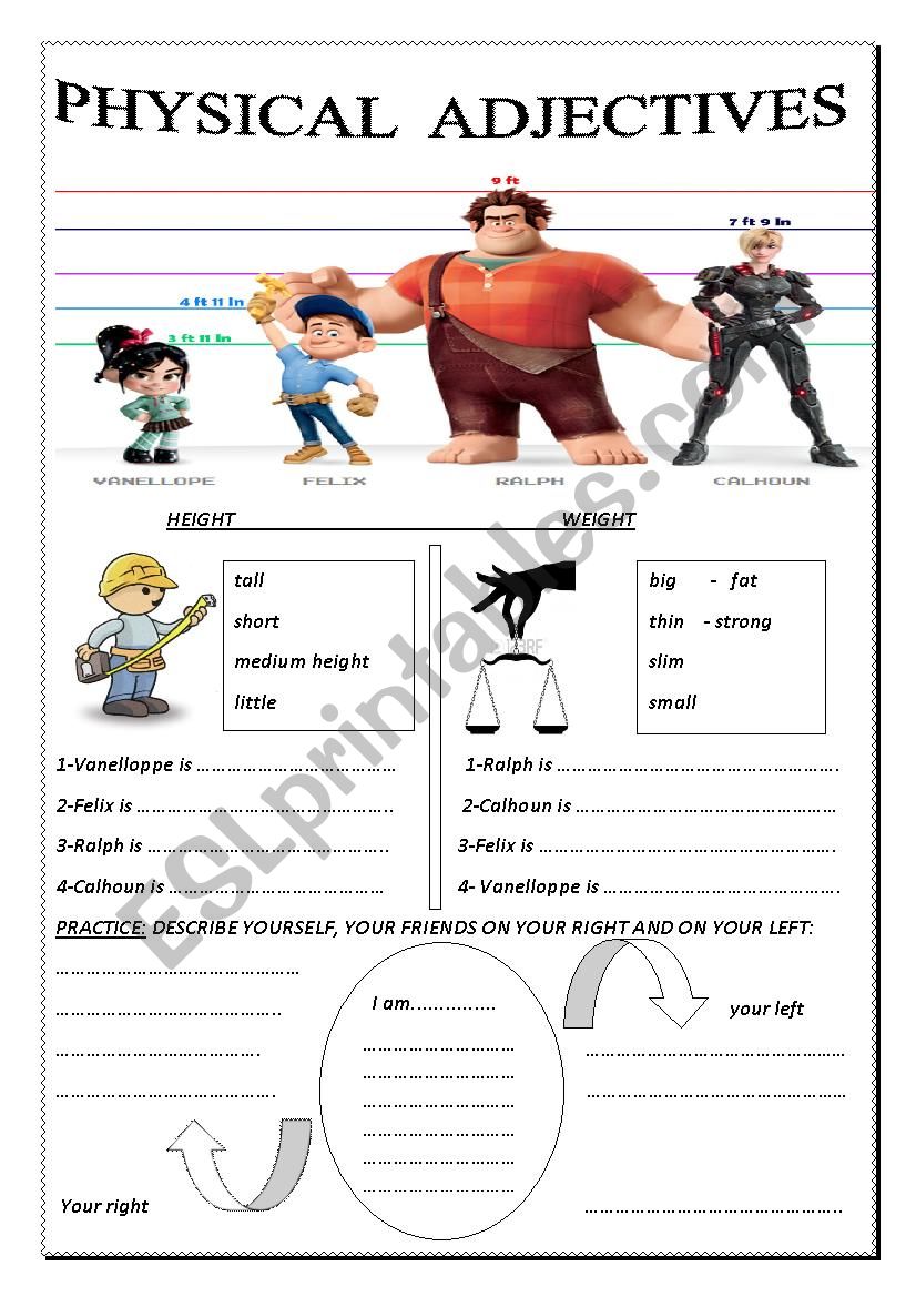  physical adjectives worksheet