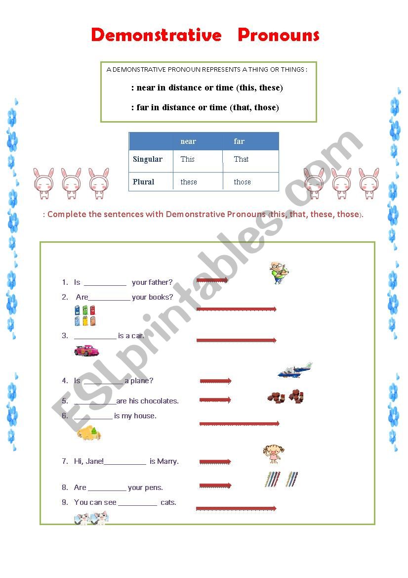 demonstrative pronouns worksheet