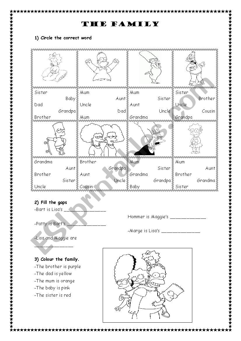 The family  worksheet