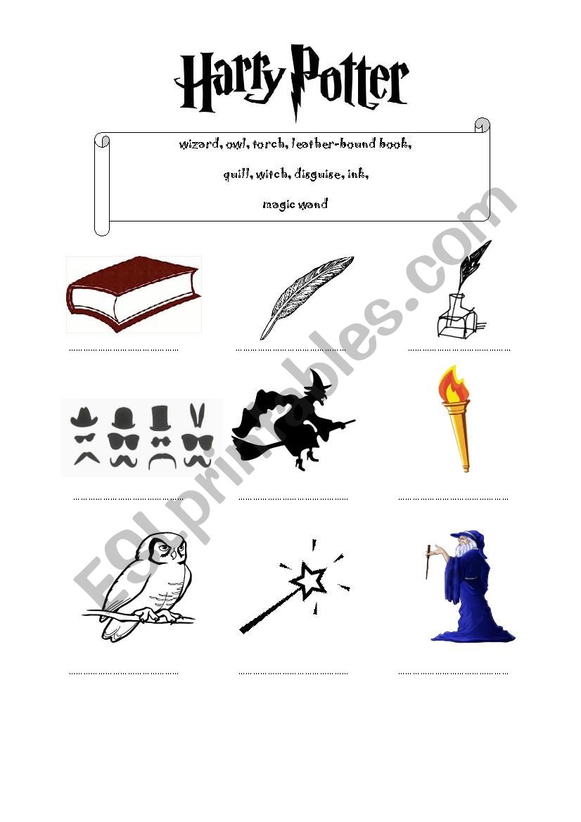 Harry Potter vocabulary worksheet