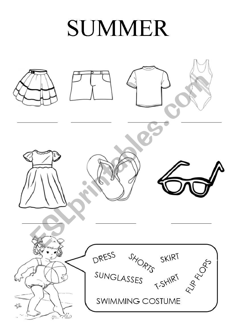 summer clothes worksheet
