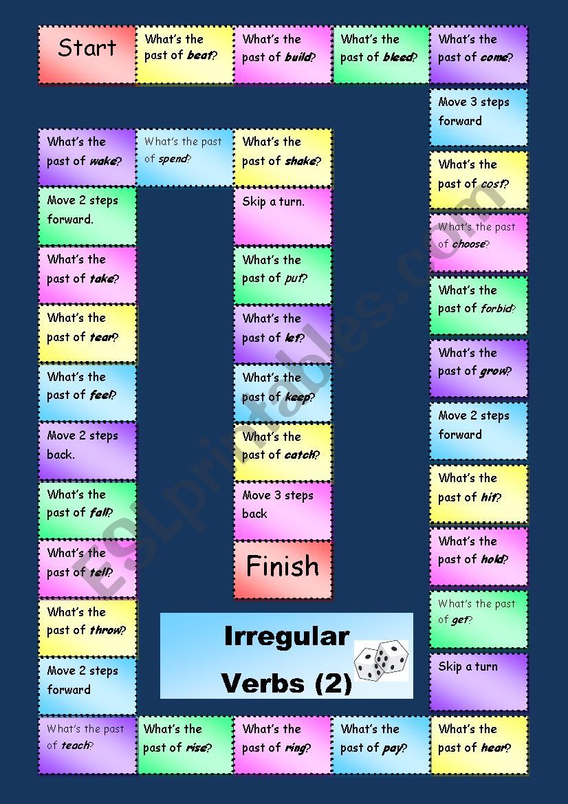 Irregular Verbs - Boardgame 2 worksheet
