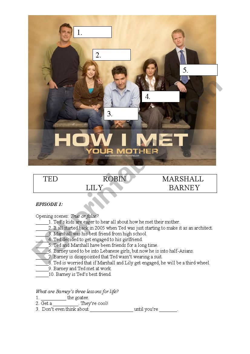 Introductory Lesson How I met Your Mother Pilot (Episode 1) Introductory Lesson How I met Your Mother Pilot (Episode 1)