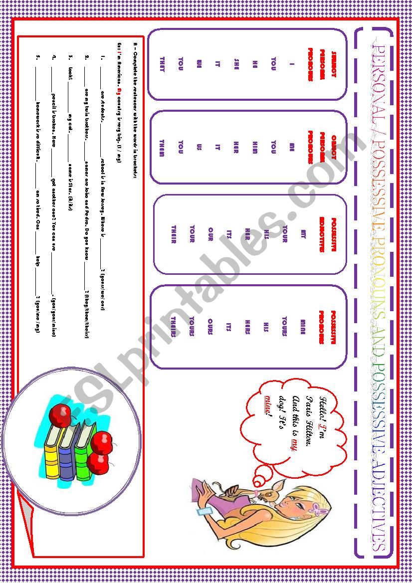 PERSONAL - POSSESSIVE PRONOUNS AND POSSESSIVE ADJECTIVES