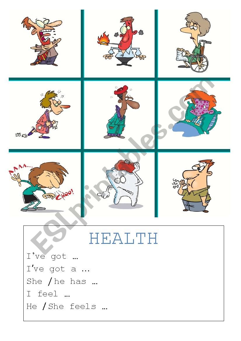 Health noughts and crosses 1 worksheet