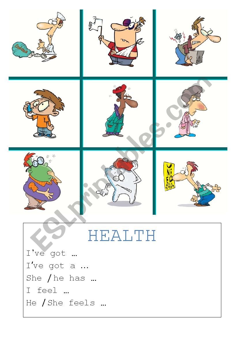 Health noughts and crosses 2 worksheet