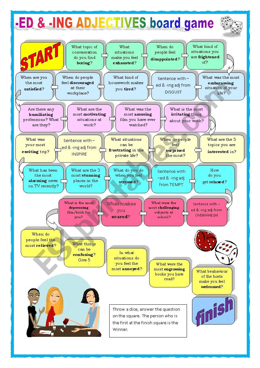 -ED & - ING adjectives board game 