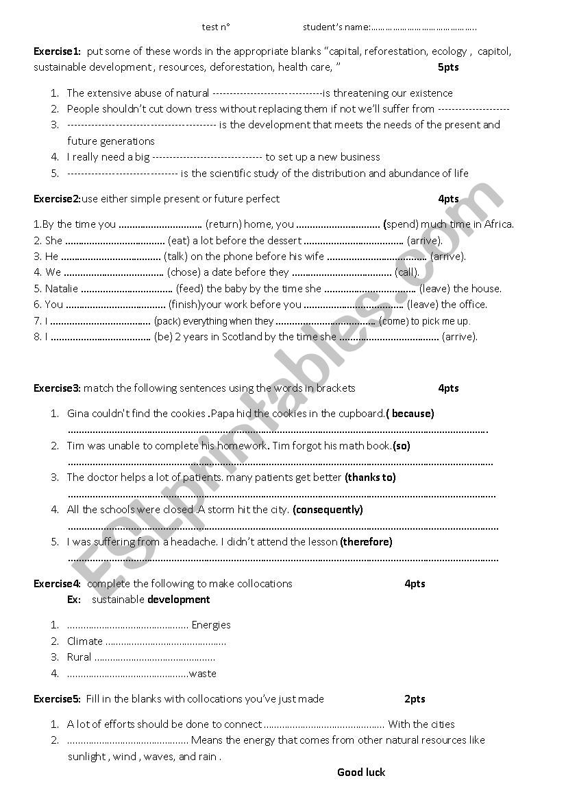 svt TEST worksheet