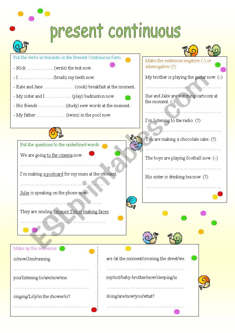 Present Continuous worksheet