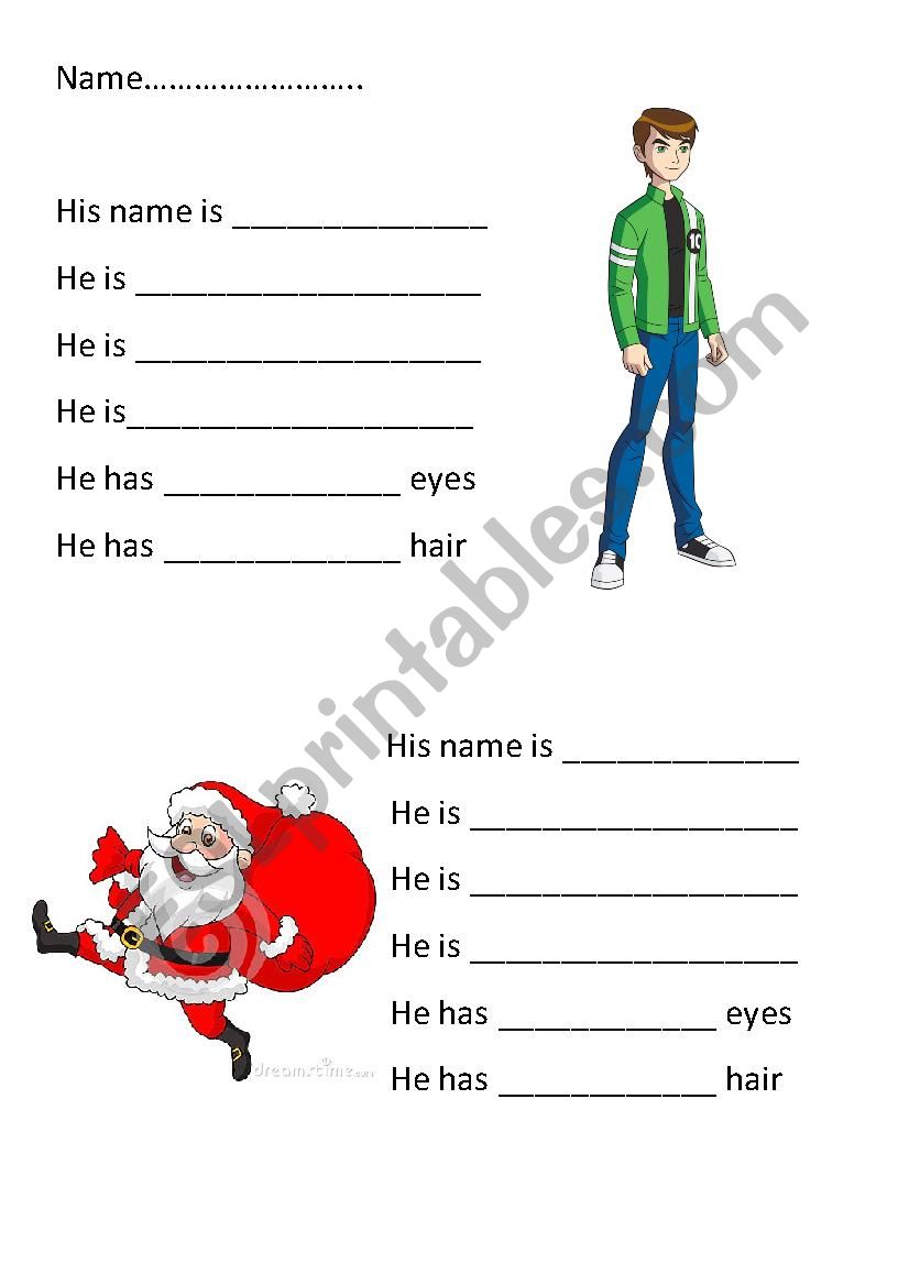 Physical descriptions Ben 10 santa 