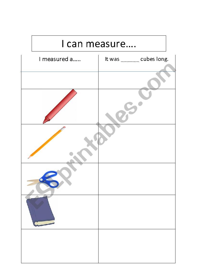 I can measure worksheet worksheet