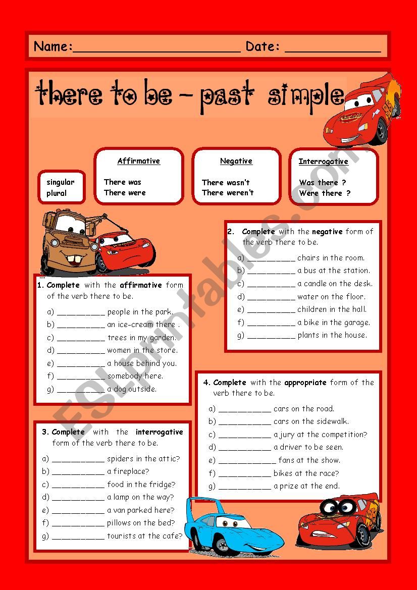 There to be - past simple worksheet