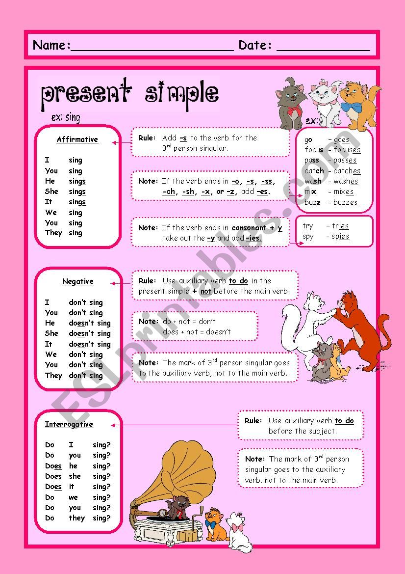 Present Simple - 2 pages worksheet