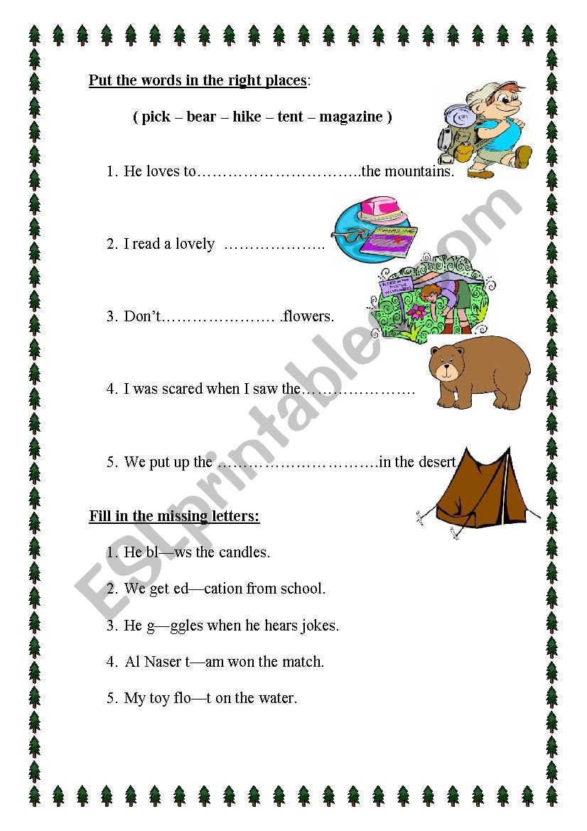 camping worksheet