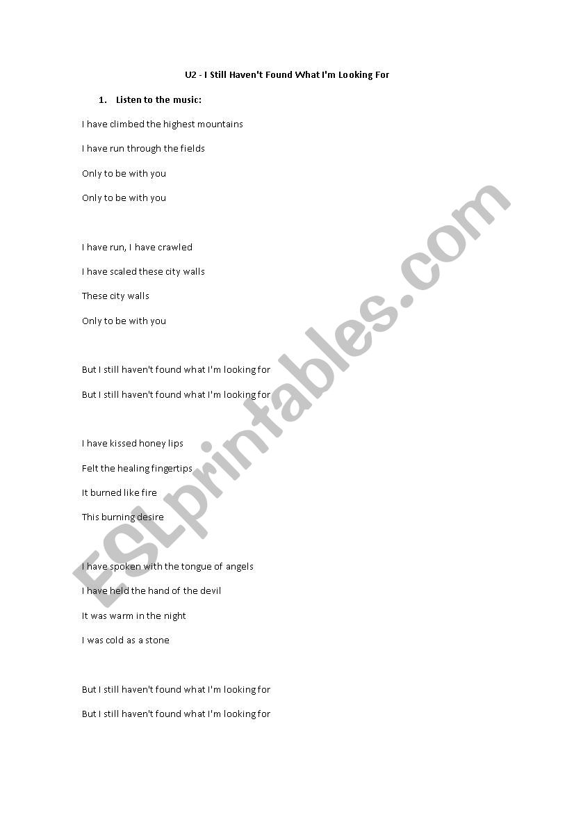 U2 - I still haven´t found what I´m looking for