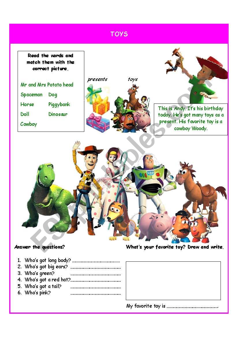 Toys worksheet