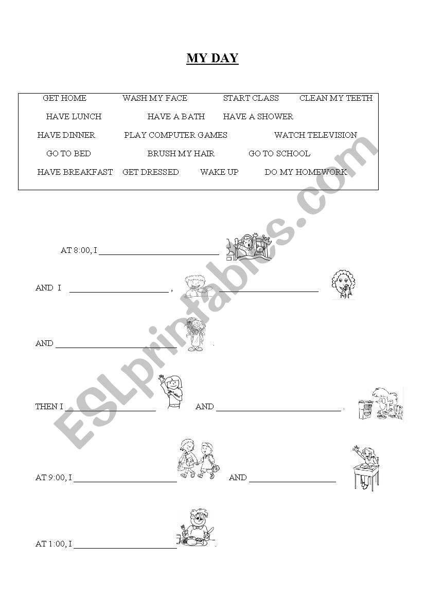 My Day worksheet