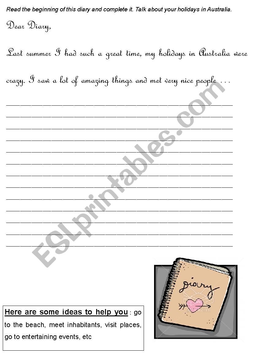 Diary worksheet