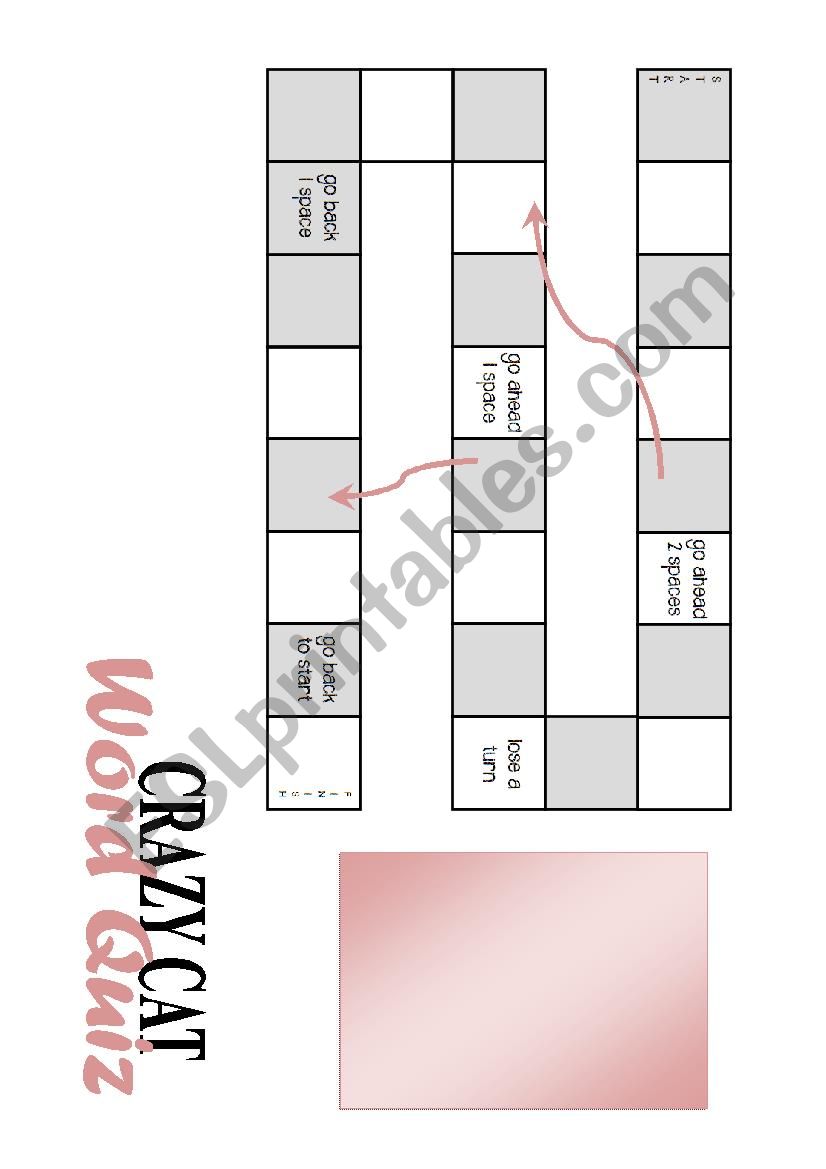 Crazy Cat Word Quiz Board worksheet