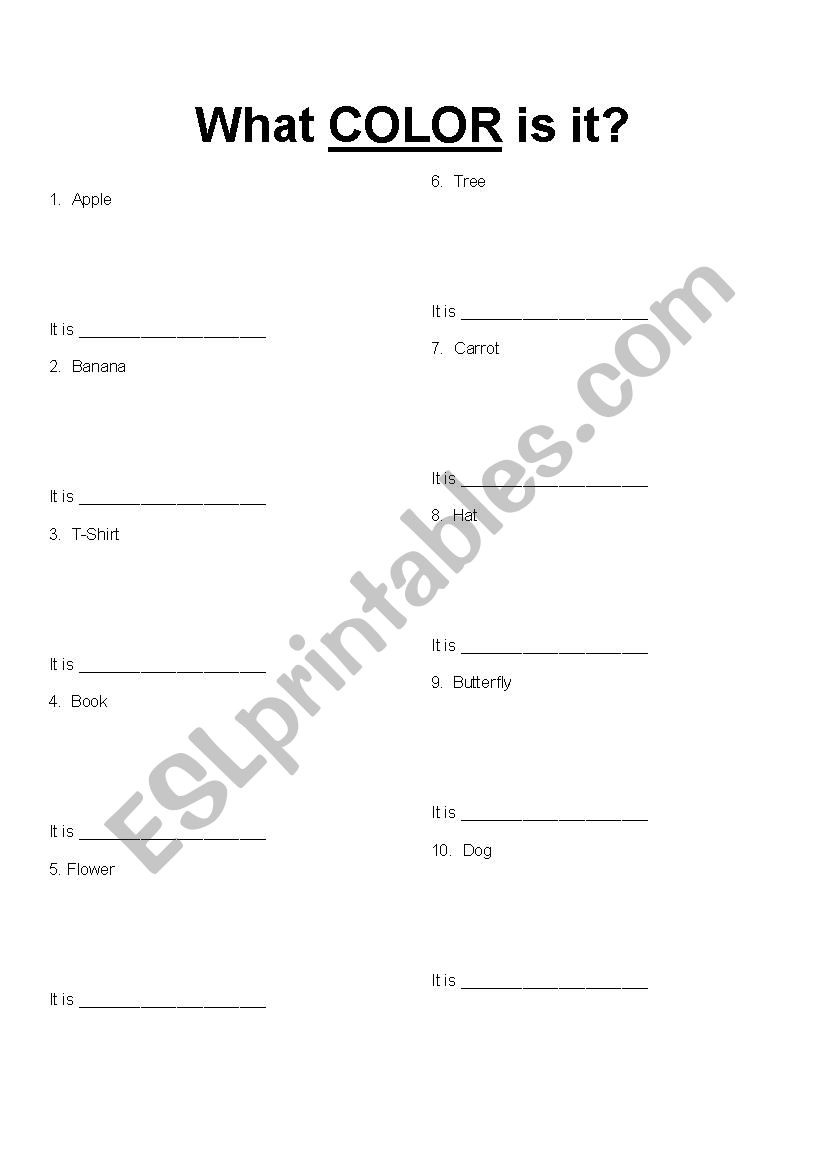 What Color Is it? worksheet