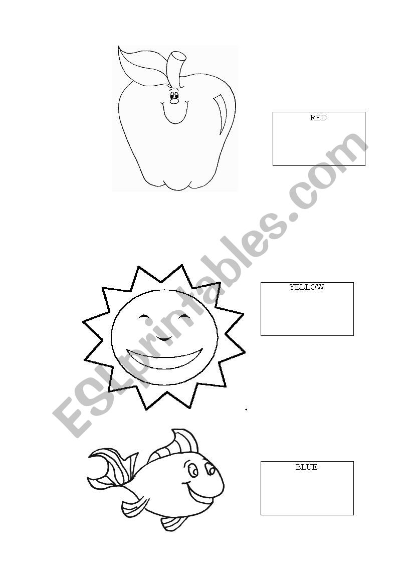 red yellow blue colours worksheet