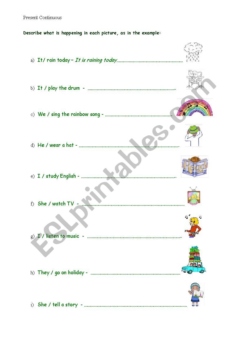 Present Continuous worksheet