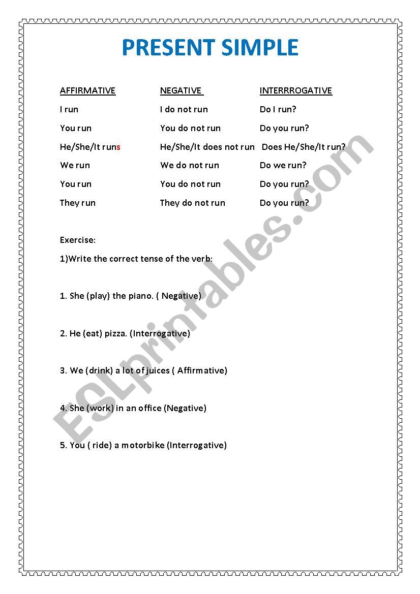 Present Simple worksheet