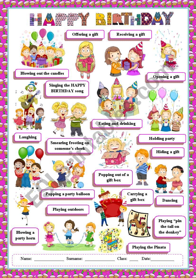 Happy birthday vocabulary worksheet