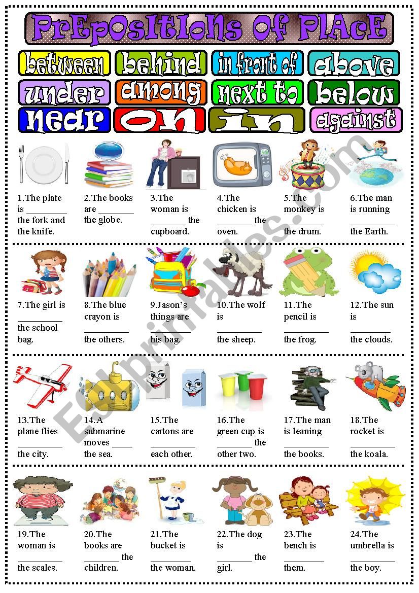 Prepositions of place worksheet