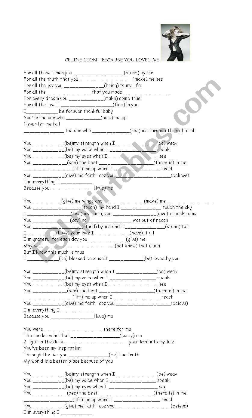 BECAUSE YOU .... ME worksheet