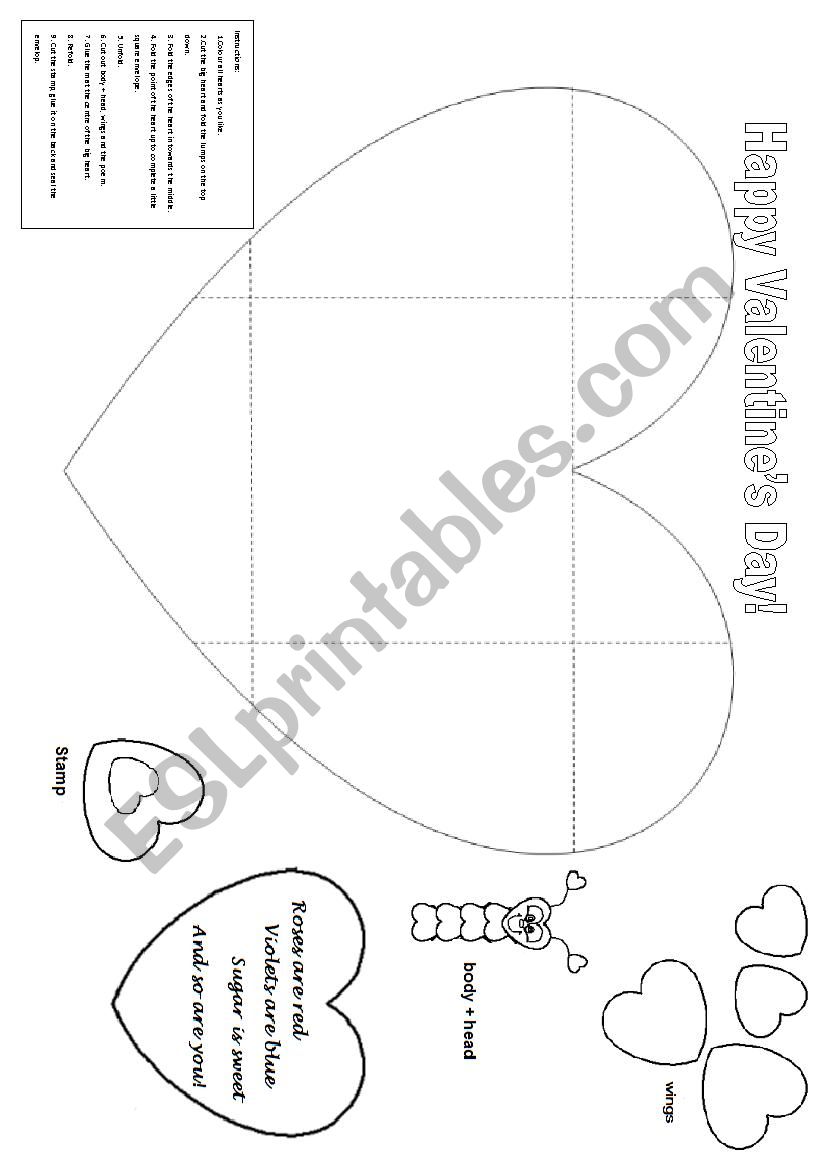 Valentines Day card worksheet