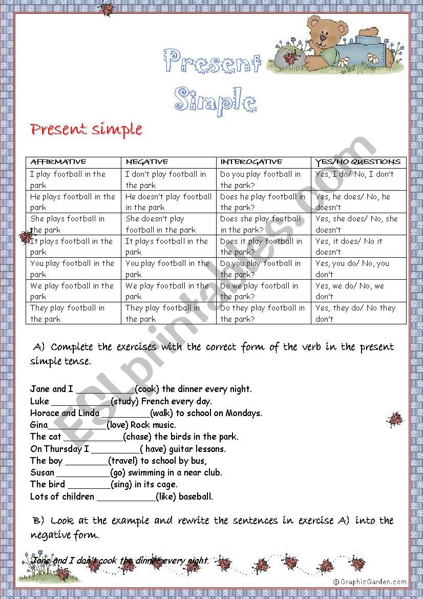 Present Simple  worksheet