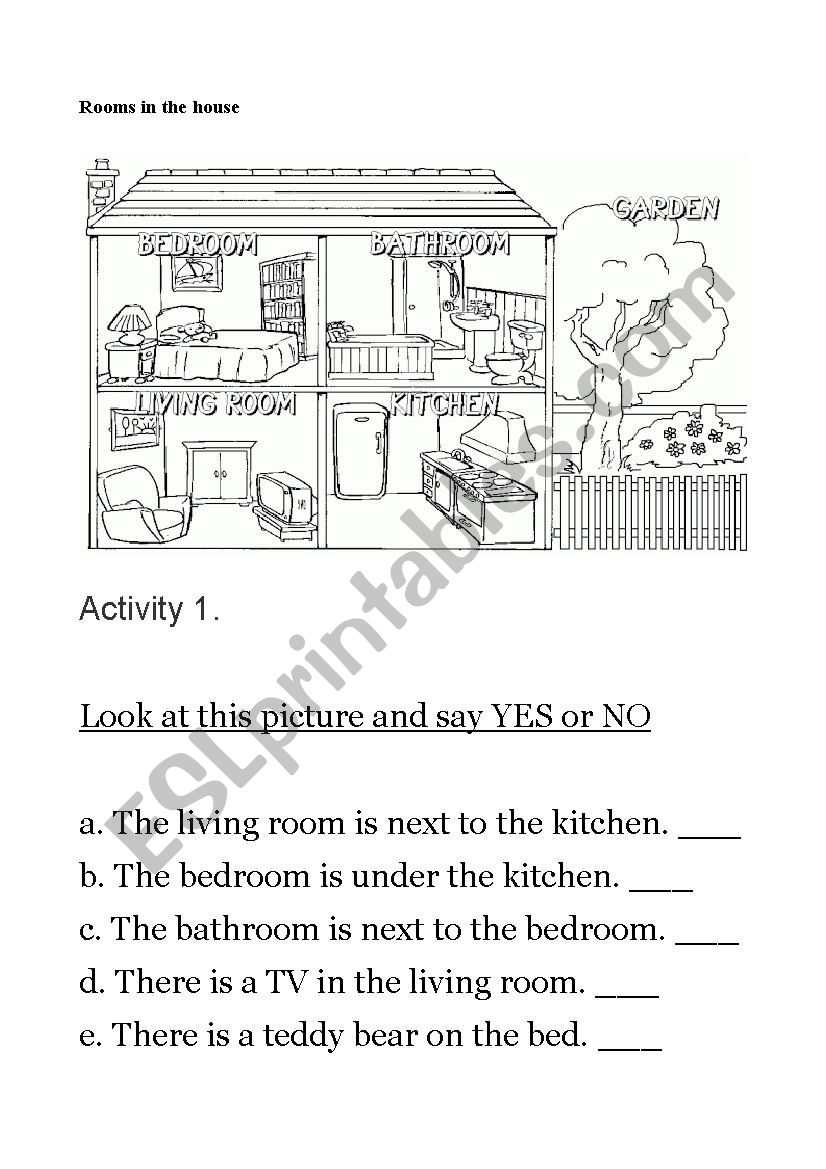 Rooms in the house worksheet