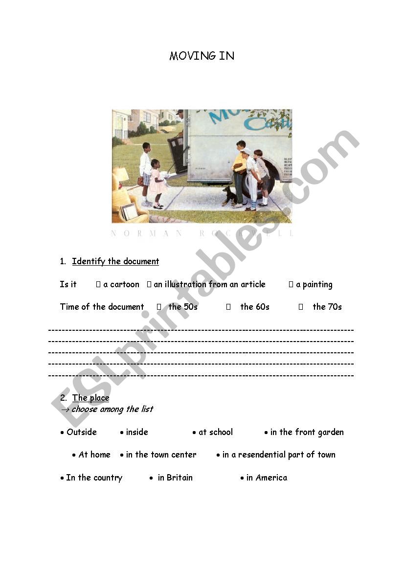 moving in, norman rockwell worksheet