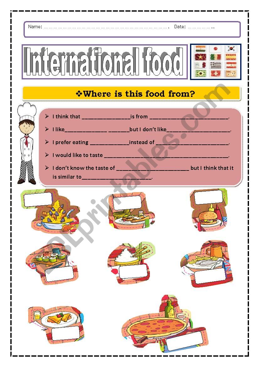 Food and Countries - Speaking worksheet