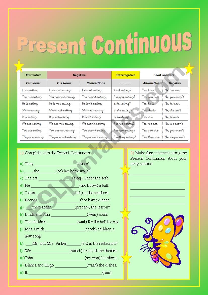 Present Continuous worksheet