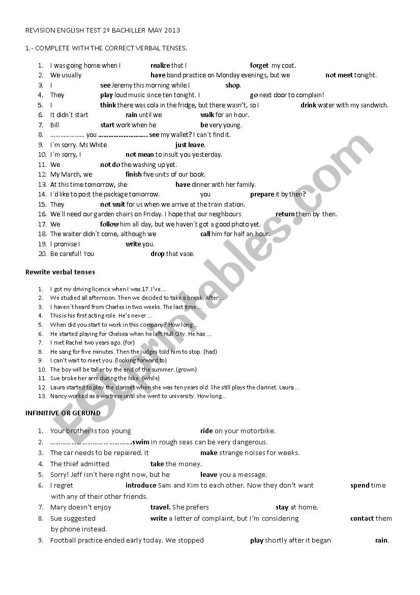 VIEWPOINTS REVISION EXERCISES worksheet