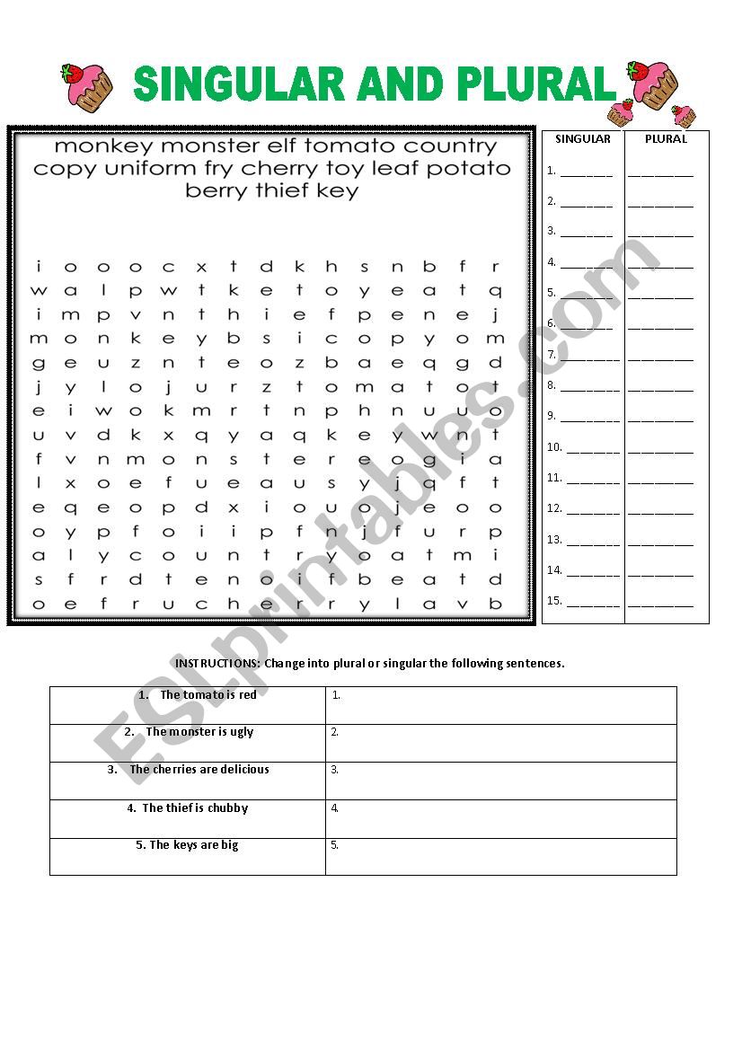 singular and plural nouns worksheet