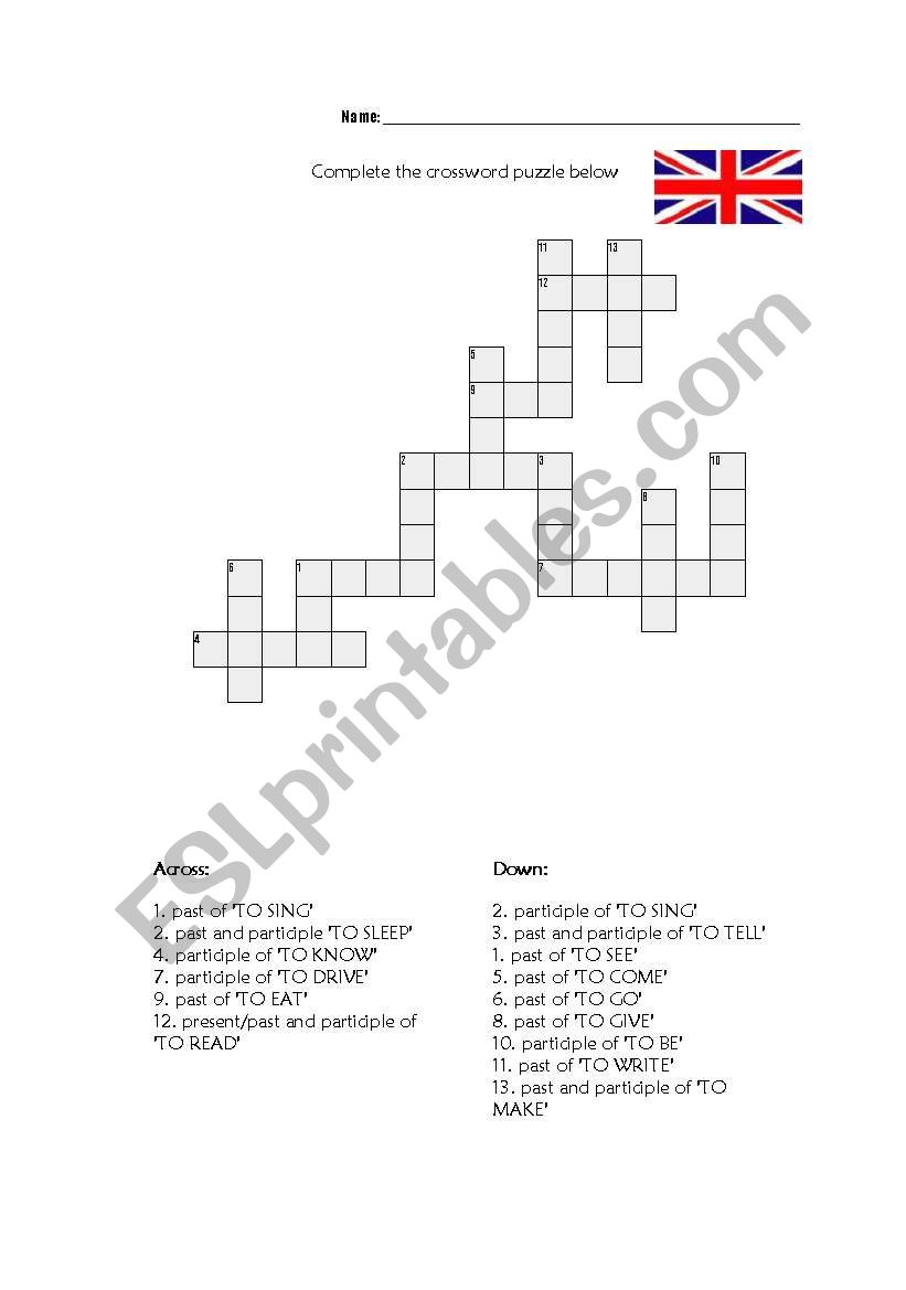 IRREGULAR VERBS worksheet