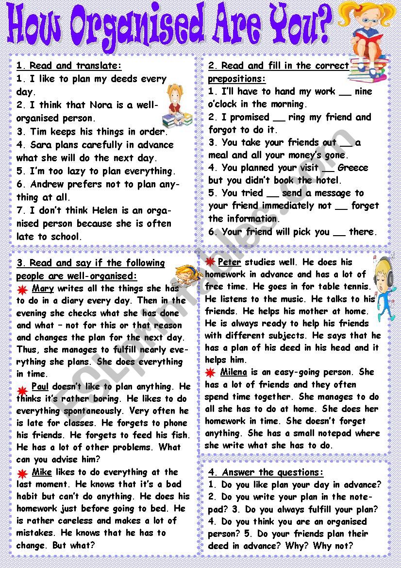 How Organised Are You? worksheet