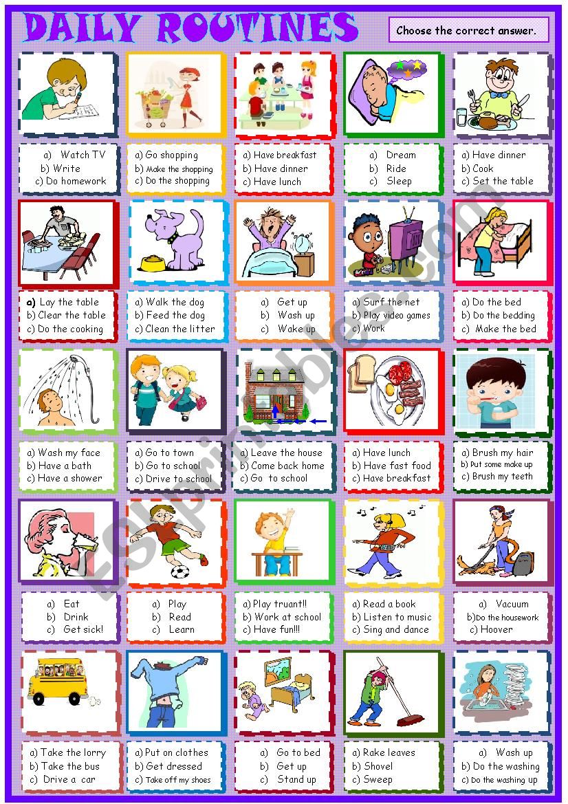 daily routines :Multiple choice activity