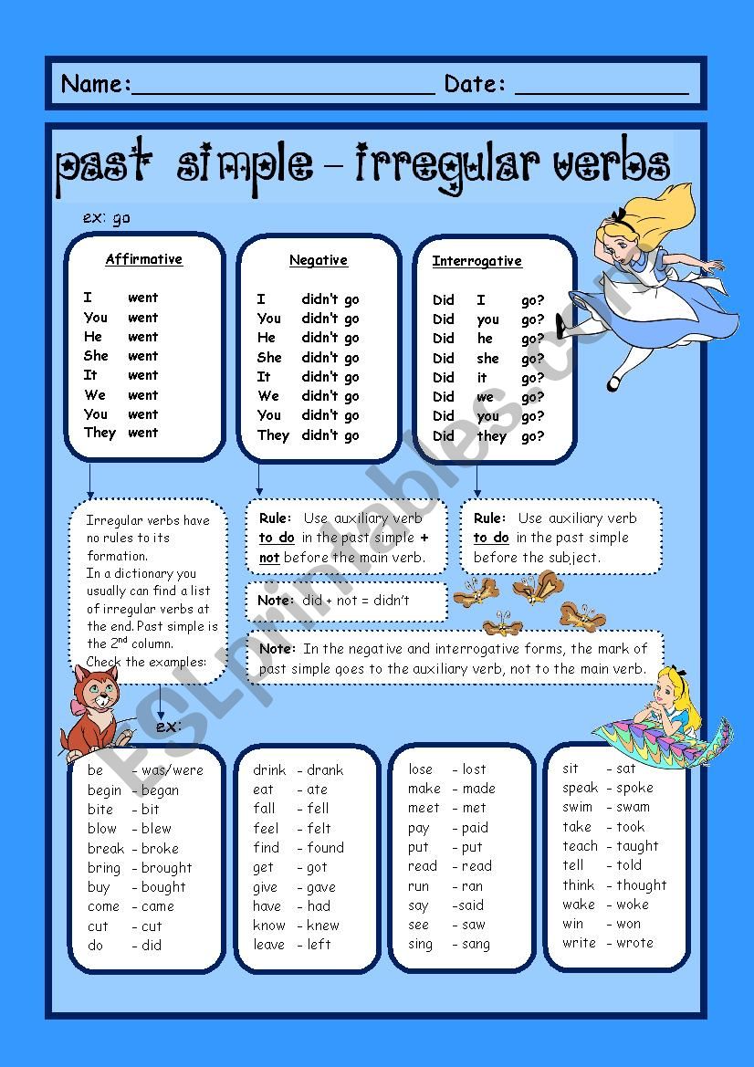 Past Simple - irregular verbs (2 pages)
