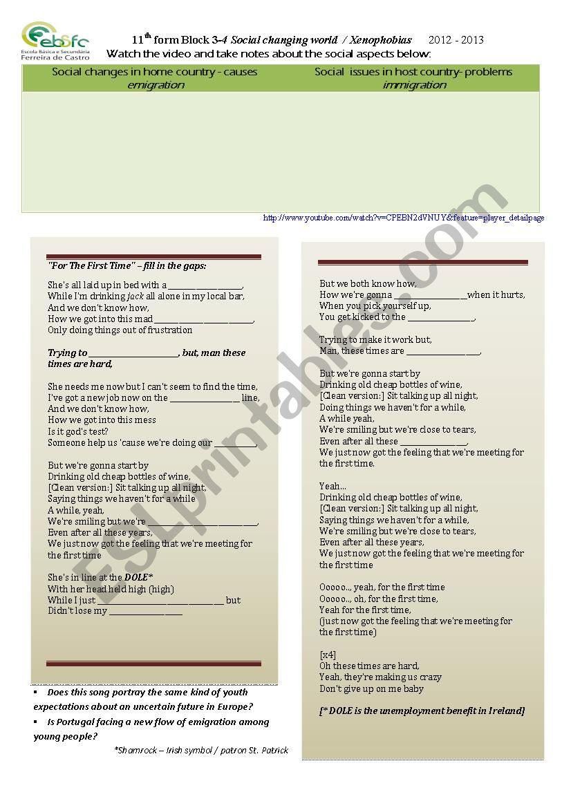 Migration Stories worksheet