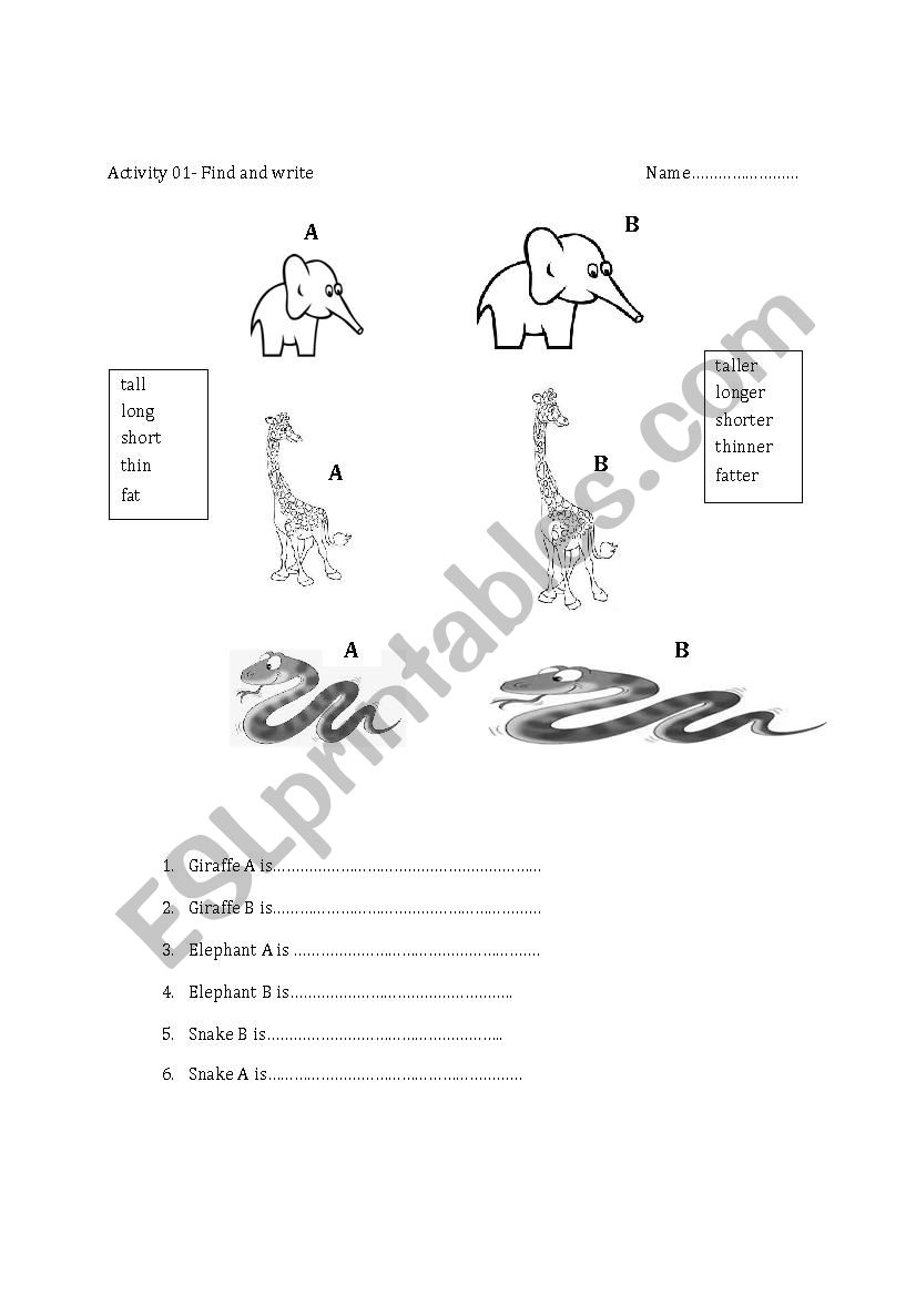 Comparatives worksheet