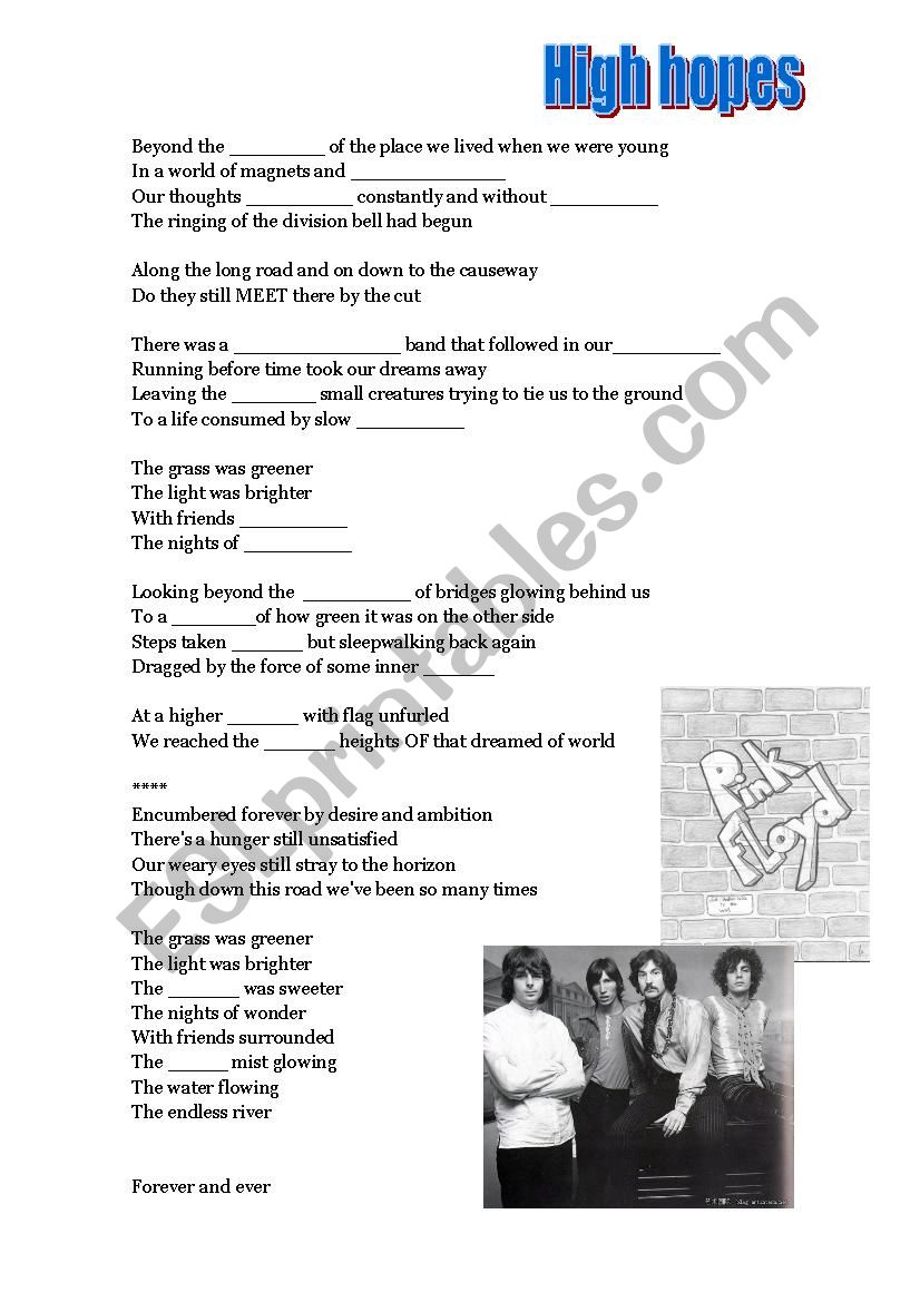 High hopes by Pink Floyd worksheet