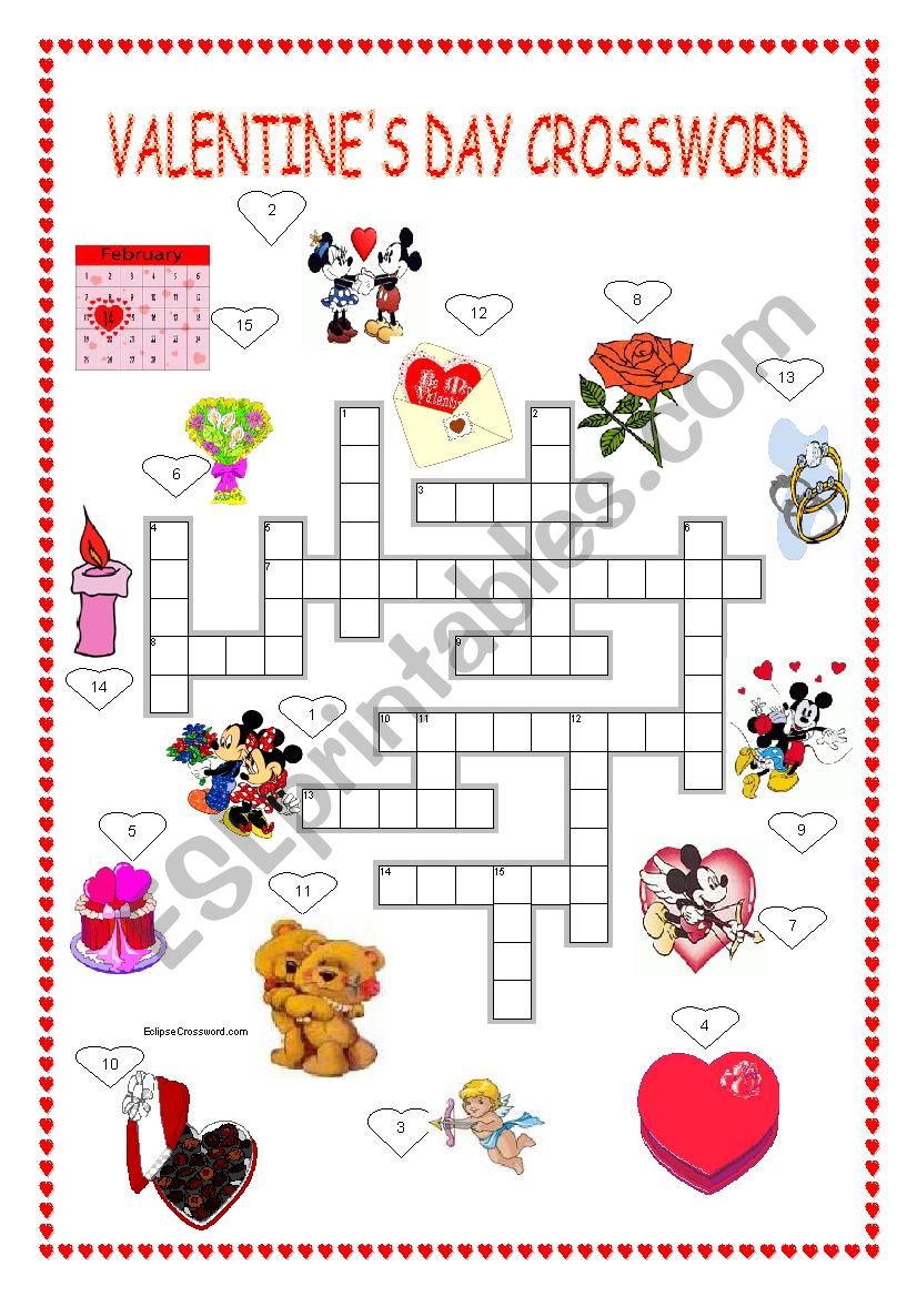 Valentines day crossword + key