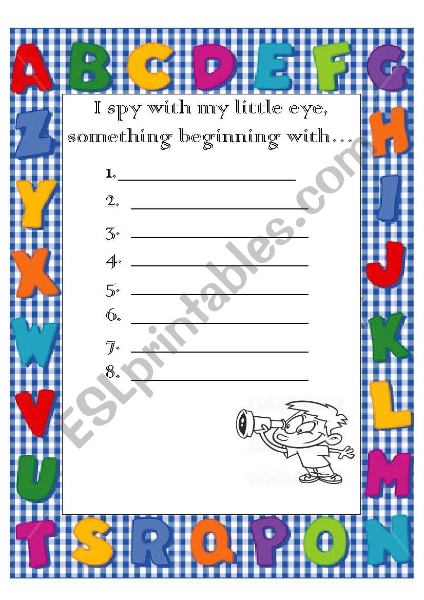 I Spy Handout worksheet
