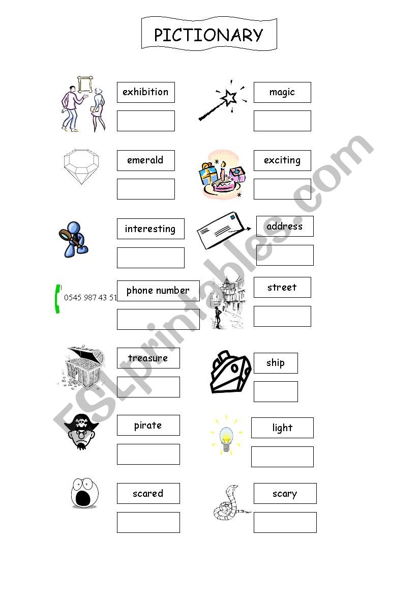 Word Pictionary worksheet